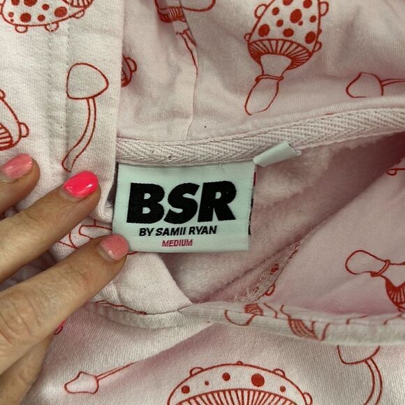 By Samii Ryan Shrooms All Over Print Pink Hoodie Medium MSRP $72 - Picture 6 of 7
